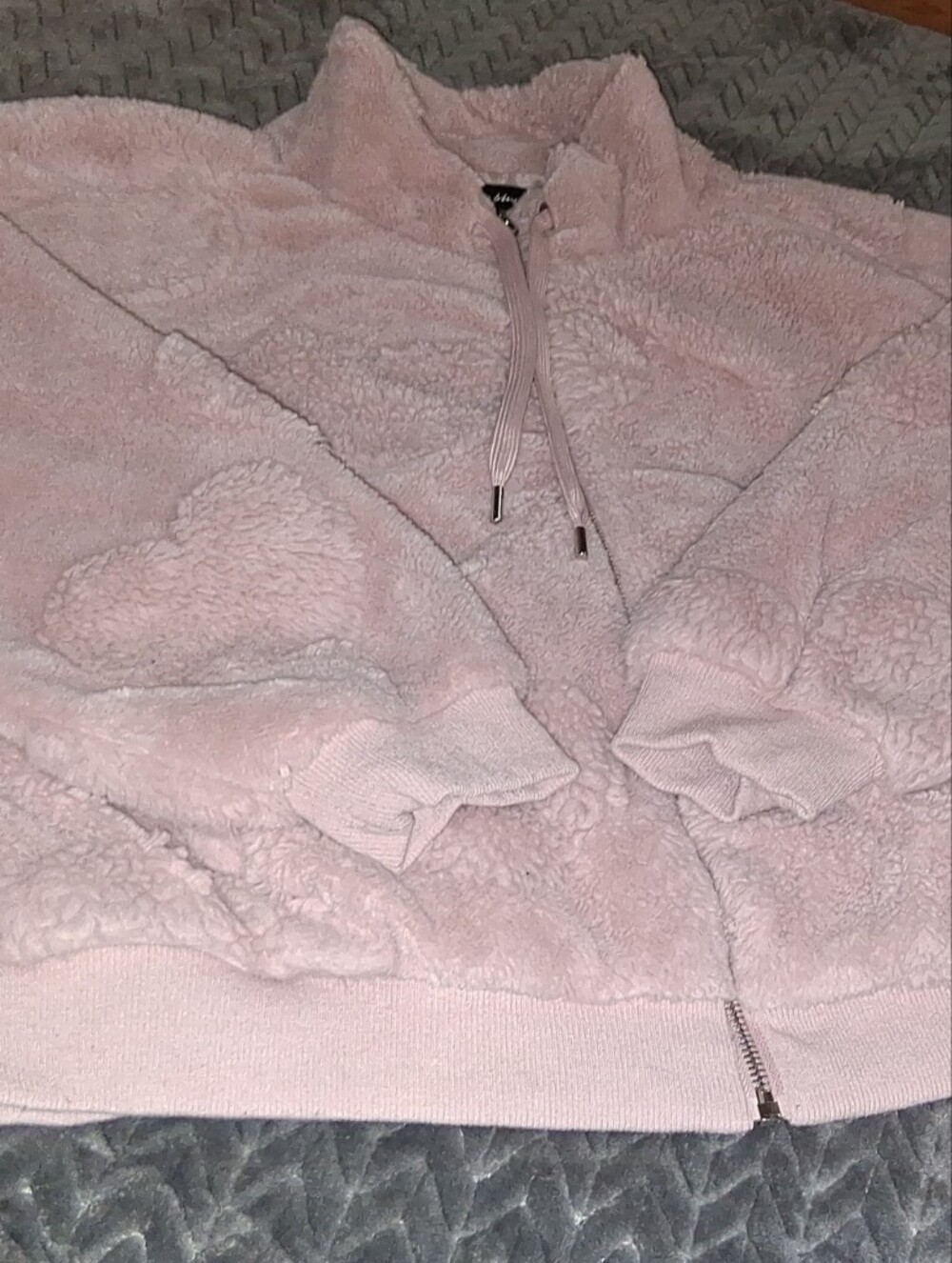 Cozy Light Pink Sherpa Zip-Up Jacket